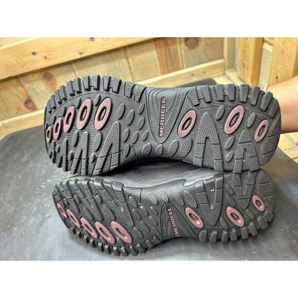 Merrell Womens Black Huckleberry Leather Slip-On Shoes Faux Fur Trim Size 8.5 - Picture 9 of 9